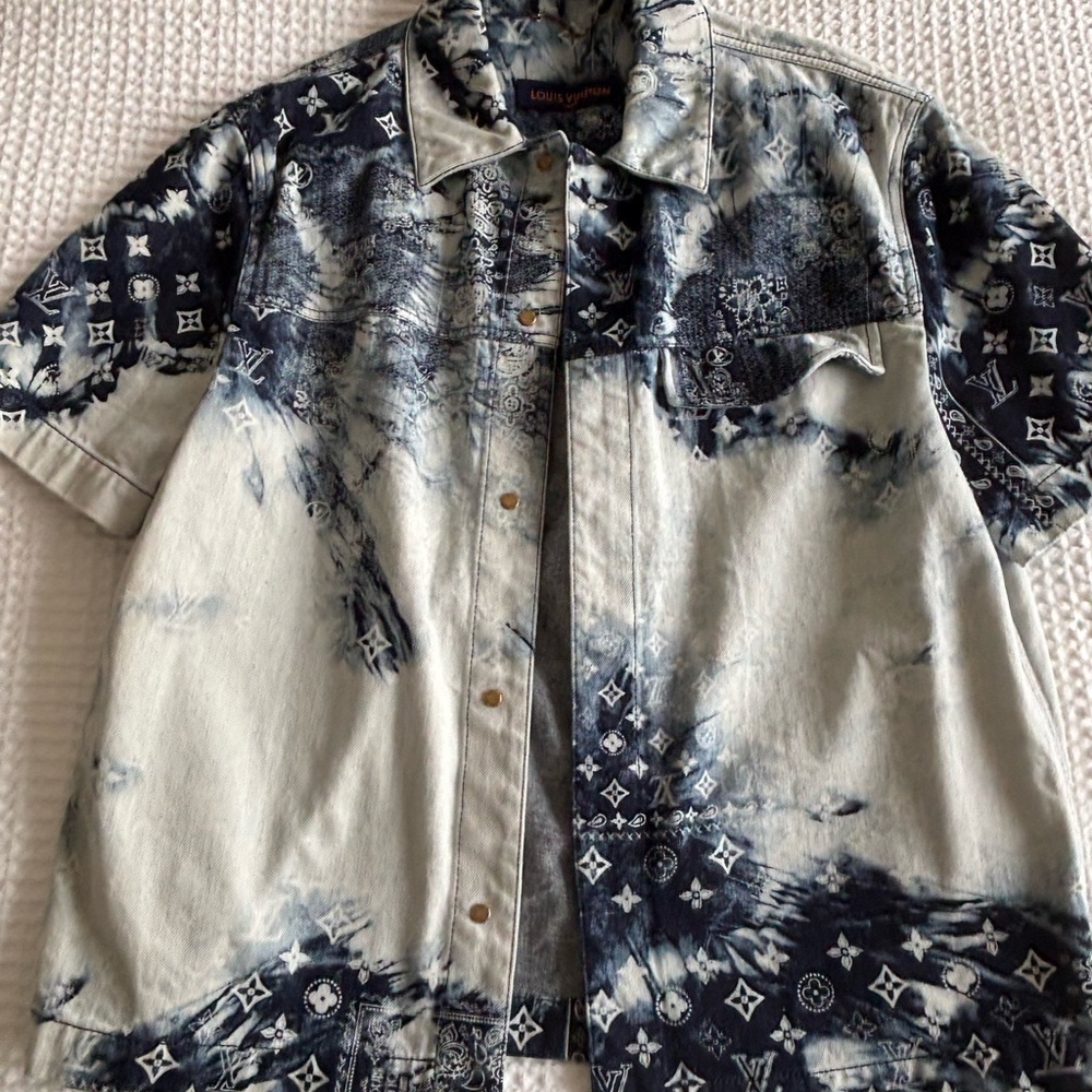 Louis Vuitton Blue and White Men's Denim Shirt